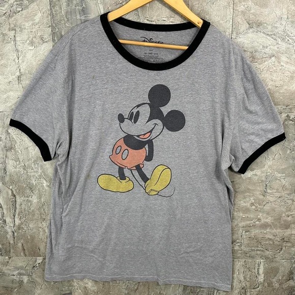 Disney Mickey Mouse ringer tee with black trim Men's 2XL #DisneyInspired - Picture 1 of 5